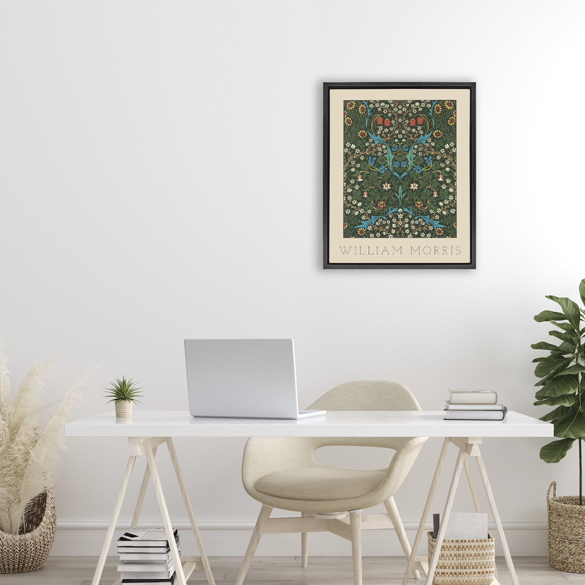 Stupell Industries Ornate Botanicals William Morris Black Framed Floater Canvas Wall Art, design by Lil' Rue