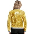thumbnail image 2 of vastwit Womens Sparkly Sequin Baseball Jackets Long Sleeve Zipper Striped Bomber Jacket Gold 16, 2 of 4