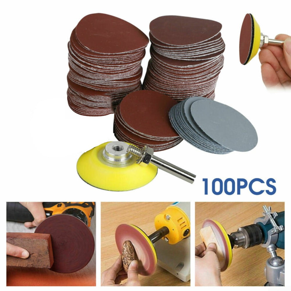100pcs 2Inch 80-3000 Grit Mixed Sander Sanding Discs Pads Hook & Loop Sandpaper 
