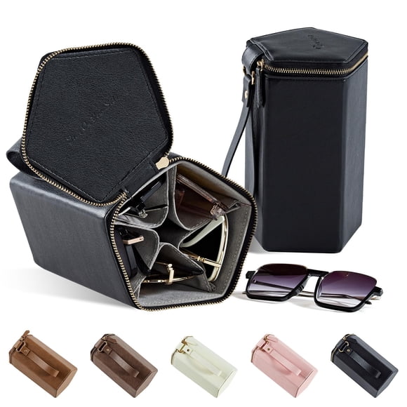 Estuche Organizador de Viaje para Gafas de Sol Cloudever 2024 con 5 Compartimentos en Negro