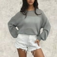 thumbnail image 4 of Diufon Womens Hollow out Tops Fall Casual Solid Color Blouses Round Neck Long Sleeve Pullover Tops, 4 of 4