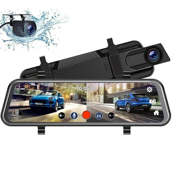 GUQDZOF 10" 1080P Mirror Dash Cam,Full Touch Screen Backup Camera Front and Rear View Parking Monitor with Super Night Vision, 170°Wide Angle Parking Assistance with 10 Meters Cable