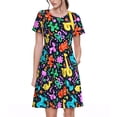 thumbnail image 1 of Balery Colorful Air Balloons1 Vestidos sueltos de manga corta para mujer, vestidos de verano 2025, vestidos casuales de corte A con vuelo., 1 of 6