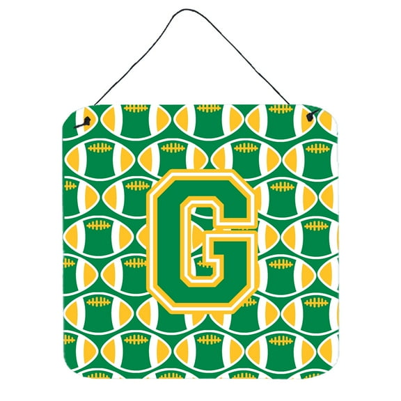 Letter G Football Green and Gold Wall or Door Hanging Prints