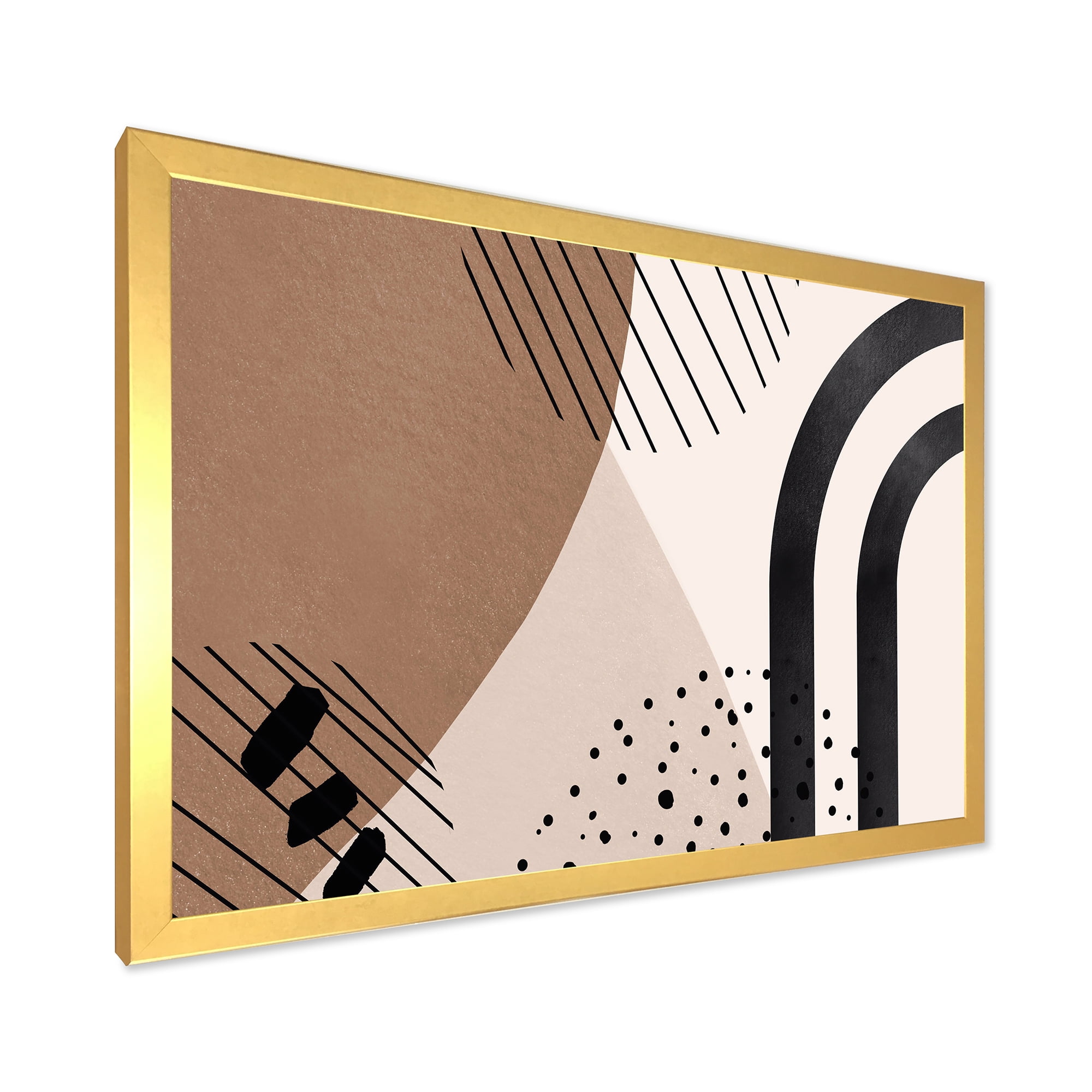 Designart 'Abstract Ivory Shapes and Shapes in Terracotta I' Modern Framed Art Print