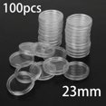 thumbnail image 1 of 100Pcs 23mm Clear Round Plastic Coin Holders Capsules Container Storage Case Box, 1 of 8