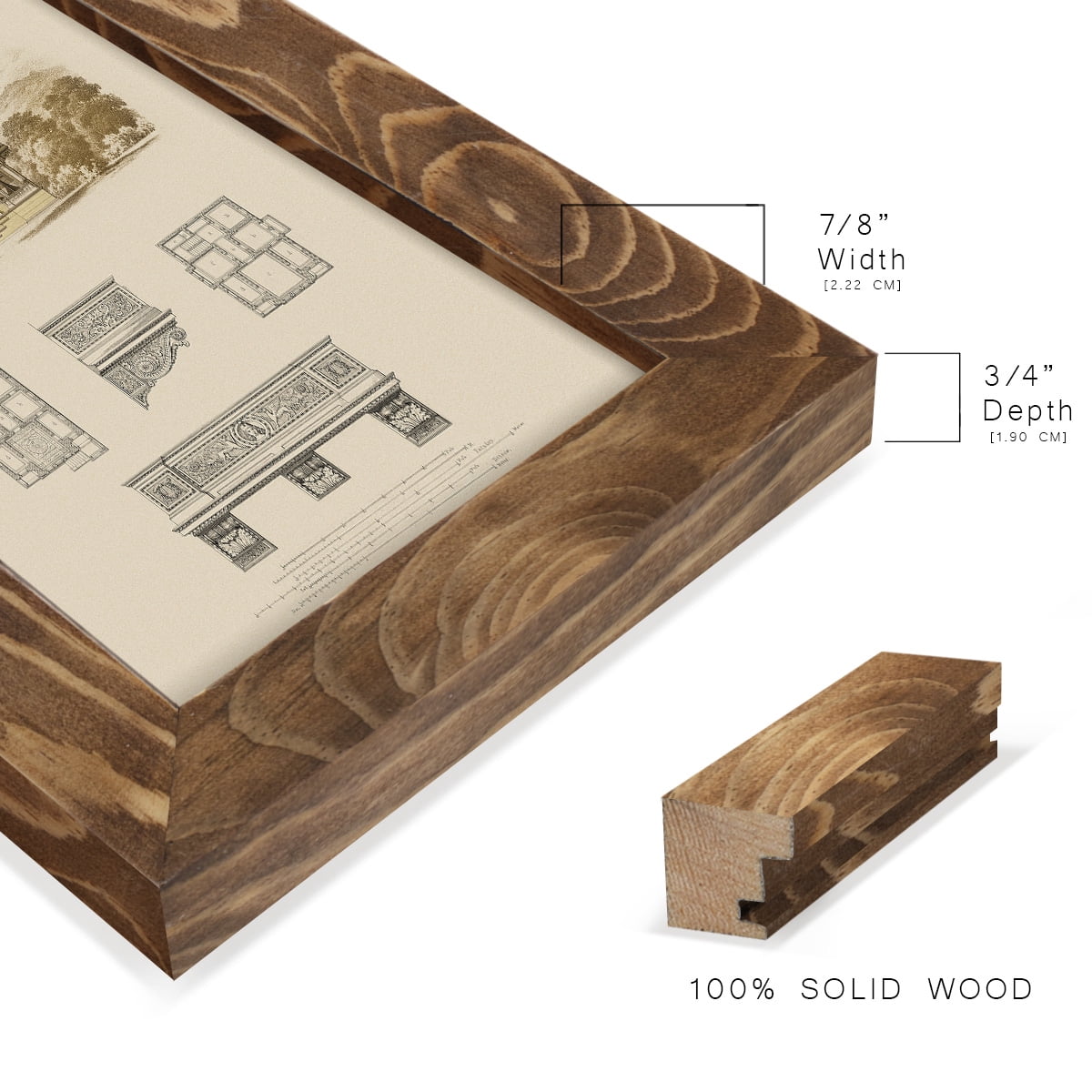 Estate and Plan I -Framed Print w/glass-Walnut
