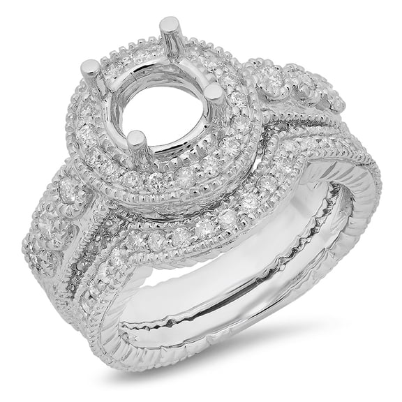 Dazzlingrock Collection 0.70 Carat (Ctw) 14k Round Diamond Semi Mount Round Diamond Engagement Bridal Ring (No Center Stone), White Gold, Size 9