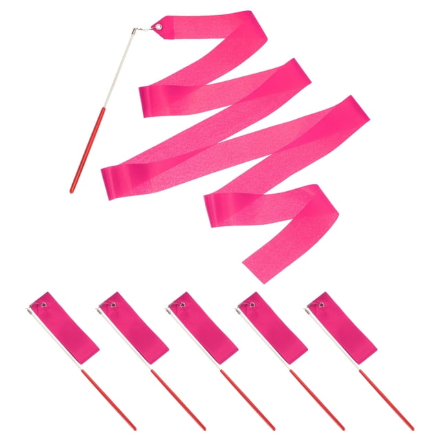 Uxcell Dance Ribbons, Gymnastics Dance Streamers with Non-Slip Wand Dance Flags Rose Red