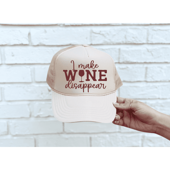 Make Wine Disappear Tan Trucker Hat