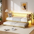 thumbnail image 3 of AKDSteel Twin Daybed With Trundle Features a Modern Metal Frame, Built-In Charging Station, And Led Lights, Perfect For Living Rooms Or Small Bedrooms, 3 of 8