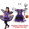 thumbnail image 3 of Disfraz de Halloween para niñas, vestido de bruja, fantasma, novia, vampiro, fantasma, murciélago, rojo, traje con capucha, Cosplay para niños, ropa de fiesta de Carnaval, 3 of 5