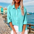 thumbnail image 4 of Women’s Blouses Elegant Lace – V‑Neck Top mit Button Down Details Ideal für Hochzeit oder Party Womens Loose Buttons Pocket Blouse Tops Solid Casual Long Sleeve Shirt, 4 of 5