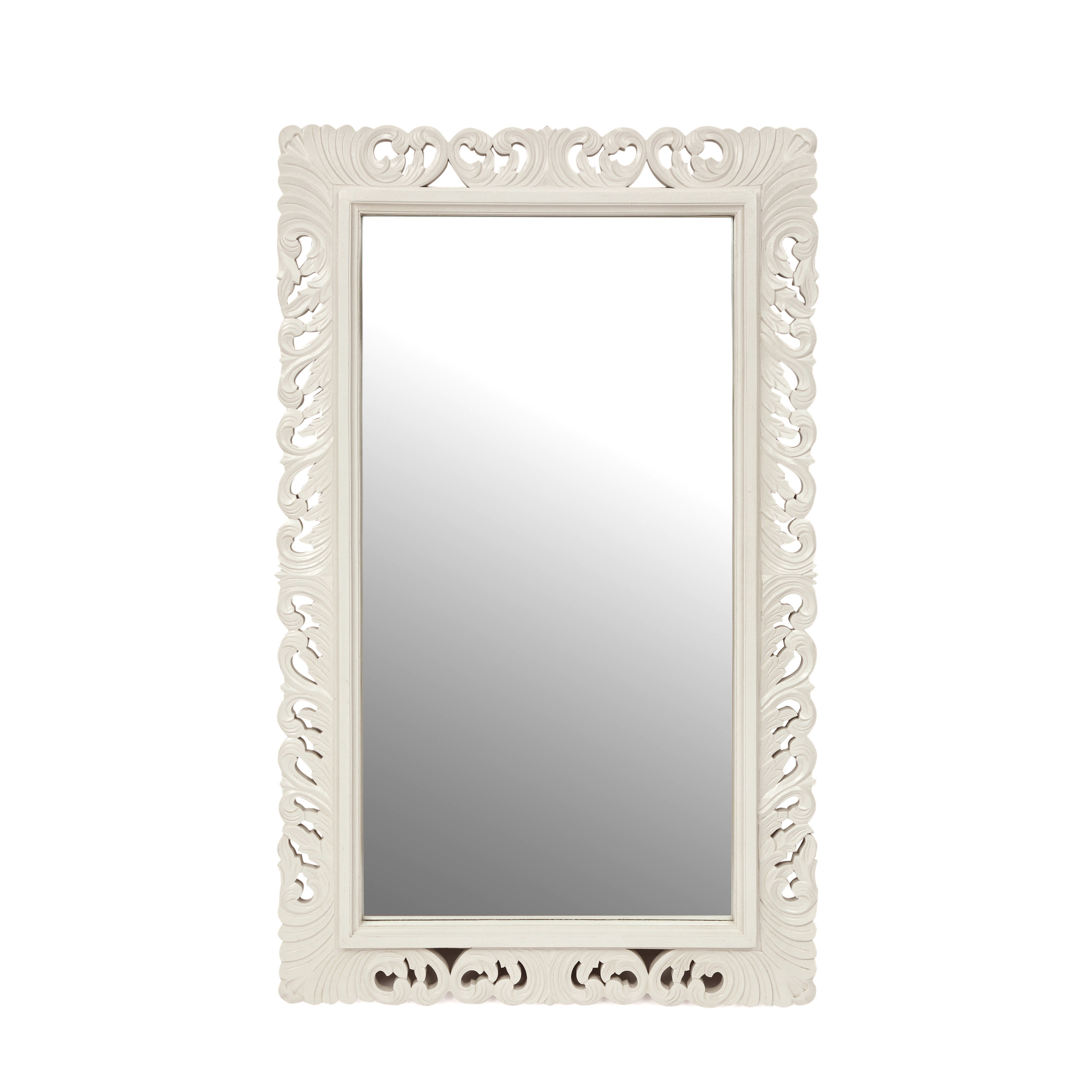 Noble House Hubert Handcrafted Rectangular Standing Mirror, White