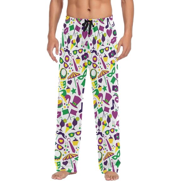 GZHJMY Mardi Gras Pajama Pants for Men, Lounge Pants Lightweight Men Pajama Bottoms with Drawstring Pockets, Christmas New Year Birthday Gifts, Medium