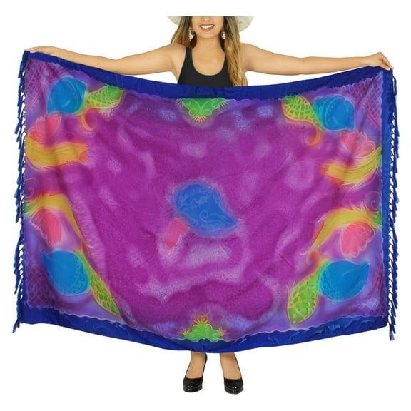 HAPPY BAY Women's Beachwear Summer Bikini Wraps Beach Wrap Sarong Swimwear Swim Cover up Skirt Swimsuit Pareo Coverups for Women One Size Orchid, Fish