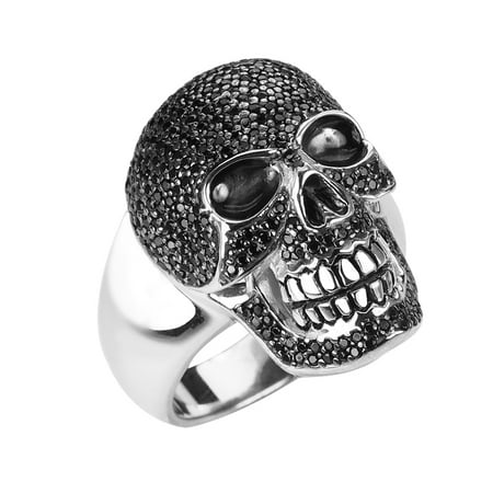 Sterling Silver Glittering Skull Ring
