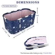Liyufly 47in Foldable Bathtub for Adult and Kids Family Portable Soaking Bath Tub for Spa Sauna, Starry Blue