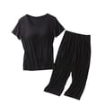 thumbnail image 2 of WCJM Women's Two Piece Outfits 3/4 Sleeve Crew Neck Pullover Top Wide Leg Pants Lounge Set Womens Pajama Sets Women Pajamas (Xl), 2 of 4