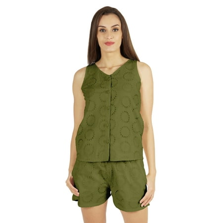 

Bimba Womens Solid Sleepwear Set 2 Pcs Short & Top Casual Nightwear Loose Fit Loungewear