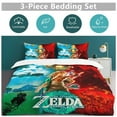 thumbnail image 5 of Cartoon Legend Of Zelda 3-Piece Bed Set Warm and Comfortable Kawaii Bedding Set Cute Soft Bedclothes for Boys Girls Kids 79"x90", 5 of 8
