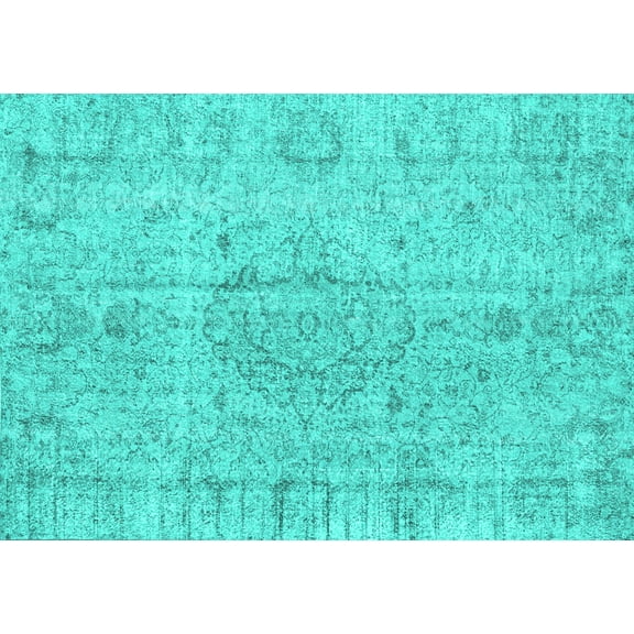 Ahgly Company Machine Washable Indoor Rectangle Persian Turquoise Blue Traditional Area Rugs, 5' x 7'