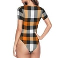 thumbnail image 4 of Gaeub Orange Plaid Women'S Short Sleeve One Piece Swimsuit Sexy High-Waisted Bodysuit For Swimming, Beach, Sports - Small, 4 of 9