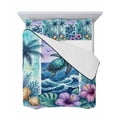 thumbnail image 7 of Quilts Twin-XL Size Bedding Set, Tropical Coastal Lightweight Quilted Comforter, Summer Beach Sea Turtle Palm Tree Ocean Reversible Bedspread Coverlet with Pillow Covers for All Season, 68" x 98", 7 of 7