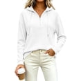 thumbnail image 4 of Quarter Zip Pullover wWomen Waffle Knit Long Sleeve Drawstring Casual Sweatshirt Hooded Tops, 4 of 7