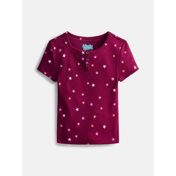 Wonder Nation Girls Fashion Knit Top with Short Sleeves, Sizes 4-18 & Plus
