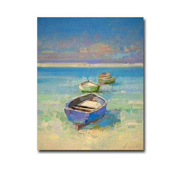 Caribbean Beach by Vahe Yeremyan Premium Giclee Art en Toile Enveloppée dans une Galerie - Prêt-à-Accrocher&44; 16 x 20 x 1,5 Po.