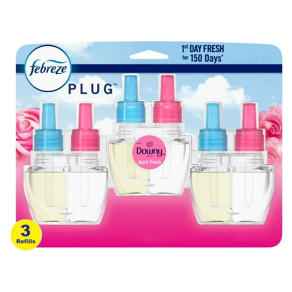 Febreze Odor-Fighting Fade Defy Plug Air Freshener Refill - Downy April Fresh - 0.87 fl oz/3pk