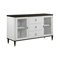 ACME Carena Wood and Tempered Glass 3-Drawer Rectangular Server in White/Brown