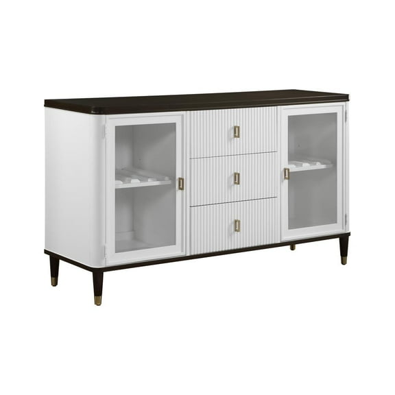 ACME Carena Wood and Tempered Glass 3-Drawer Rectangular Server in White/Brown