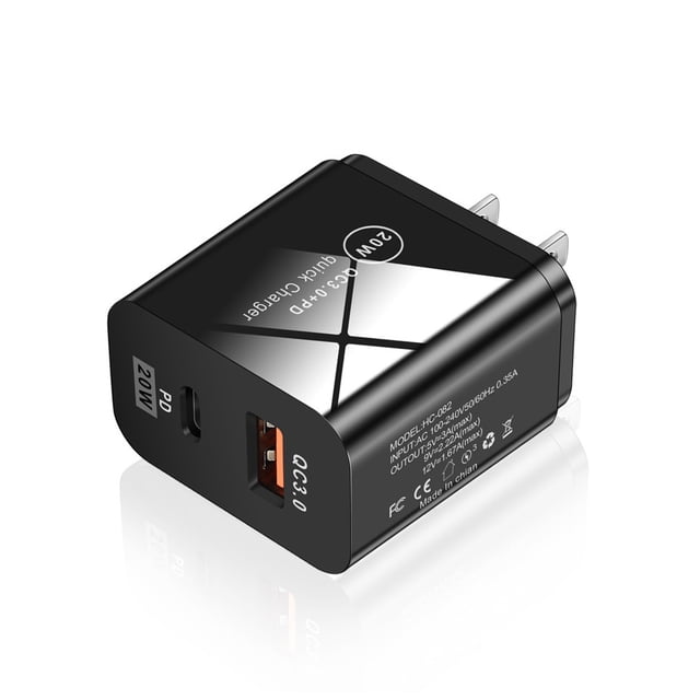 Teléfono móvil Cargador Muro AC100-240V QC3.0 Adaptador de carga PD Circuito de viaje Tableta MP4 Accesorio de carga EE. UU. negro Flat 20W Inevent EL023672-05