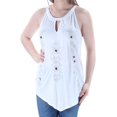 thumbnail image 2 of INC Womens White Sequined Embroidered Sleeveless Keyhole Casual Top M, 2 of 3