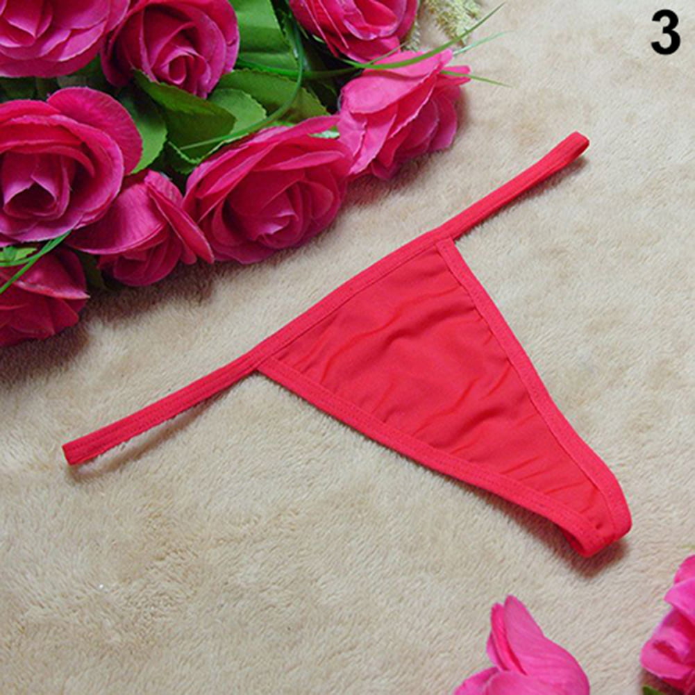 HEVIRGO Women Soft Solid Color V-String T-back Panties Thongs G-String  Underwear,Red 