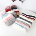 thumbnail image 6 of 2Pcs/Set Knitted Baby Hat Scarf Set Winter Warm Boys Girls Beanie Fleece Lining Toddler Kids Hat with Pompom, 6 of 8
