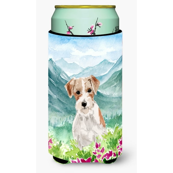 Carolines Treasures CK1963TBC Mountian Flowers Jack Russell Terrier Tall Boy Beverage Insulator Hugger  Tall Boy