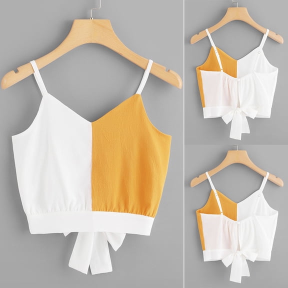 Vedolay Tank Tops Women Womens Low Cut Square Neck Tank Top Casual Thick Strap Summer Solid Tops,Yellow S