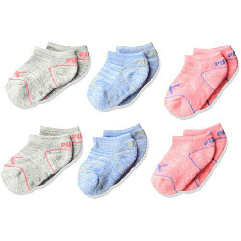 PUMA Baby Girls 6 Pack No Show Socks Bright Pink 0 12M