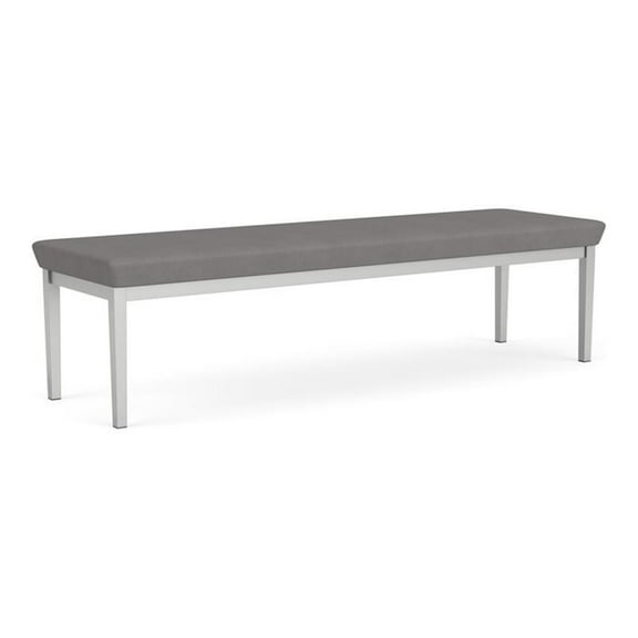 Lesro Lenox Steel Polyurethane 3-Seat Waiting Room Guest Bench in Silver/Castillo Metal Gray