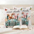 thumbnail image 3 of HELLO Sweet Cheeks Pillow Covers 2 Pack Vintage Cars Cows Pigs Butterfly Wood Grain Pillowcase Waterproof Outdoor Throw Pillow Cover for Patio Garden Square Cushion 26”x26”, 3 of 9