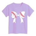 thumbnail image 3 of Sunnyoo Big Girls Baseball Bow Prints T Shirt Short Sleeve Round Neck T-Shirt Graphic Tee, 3 of 3