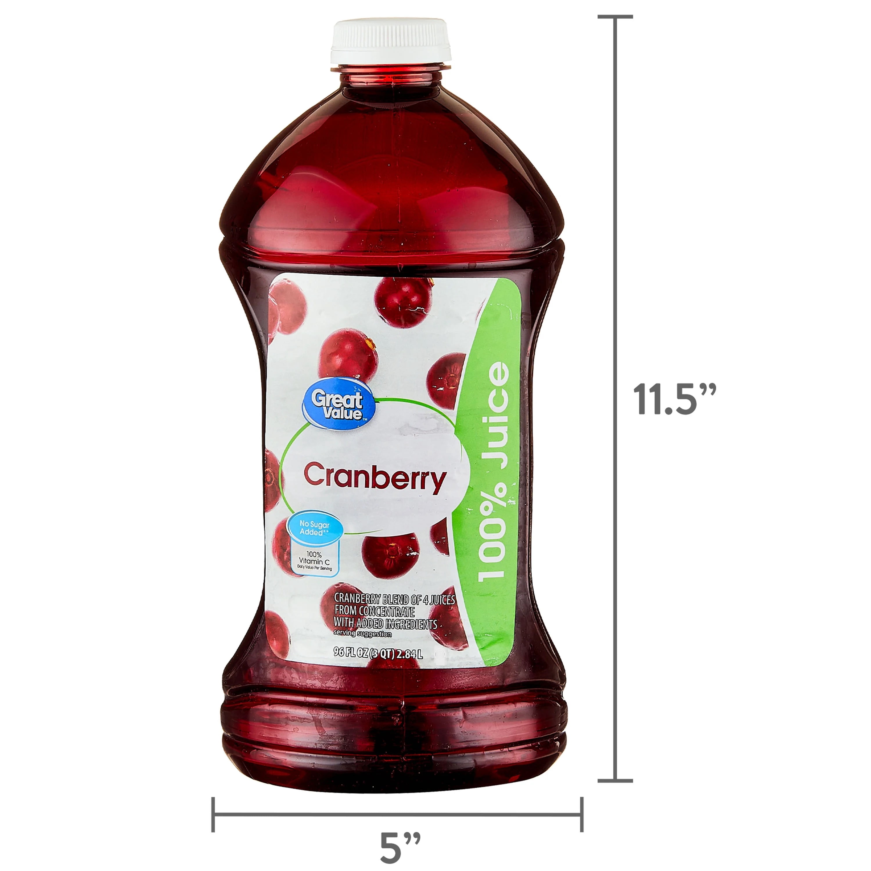 Great Value 100% Cranberry Juice, 96 fl oz