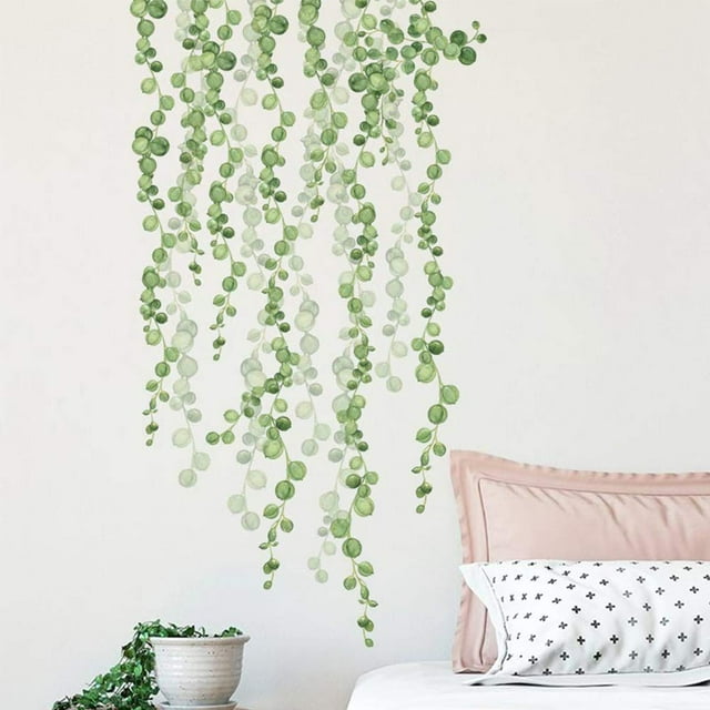Pegatinas de pared de hojas verdes de plantas tropicales para sala de estar, dormitorio, guardería, aula, oficinas, murales artísticos, decoración del hogar...
