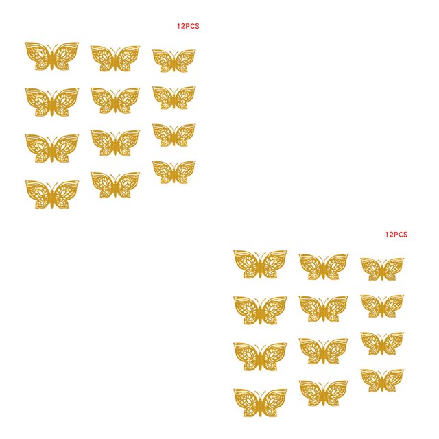 Pegatinas de pared 3D Moyic 12 Uds mariposa hueca para habitaciones de niños decoración de hogar DIY
