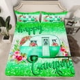 thumbnail image 2 of Homewish Camper Car Rv Twin Sheet Sets,Green White Twin Fitted Sheet,Outdoor Camping Adventure Flat Sheet For Girl,Breathable Home Decor,3 Pieces, 2 of 7