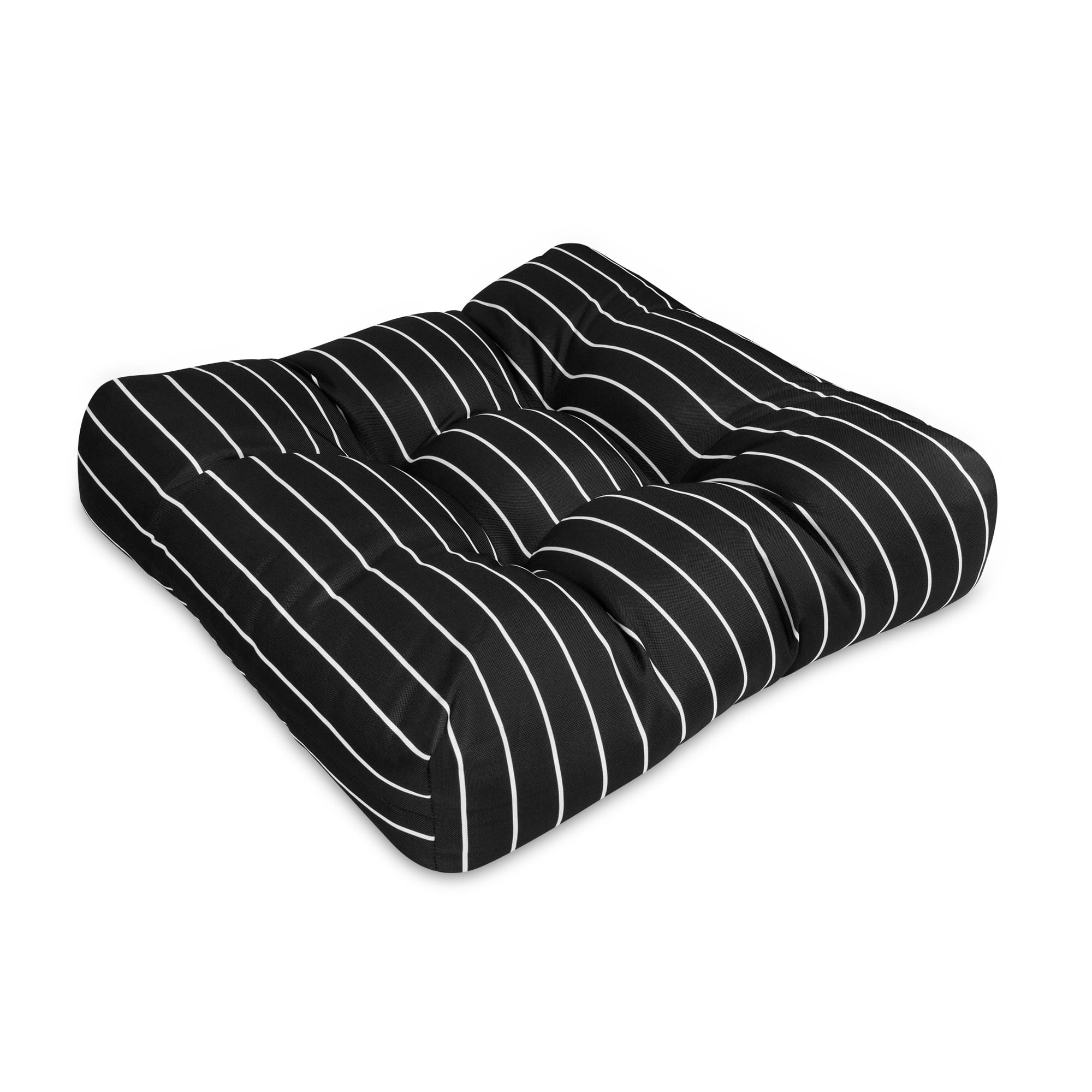 Classic Accessories Patio Seat Cushion, 2 Pack, Black Ink, Stripe, 19"W