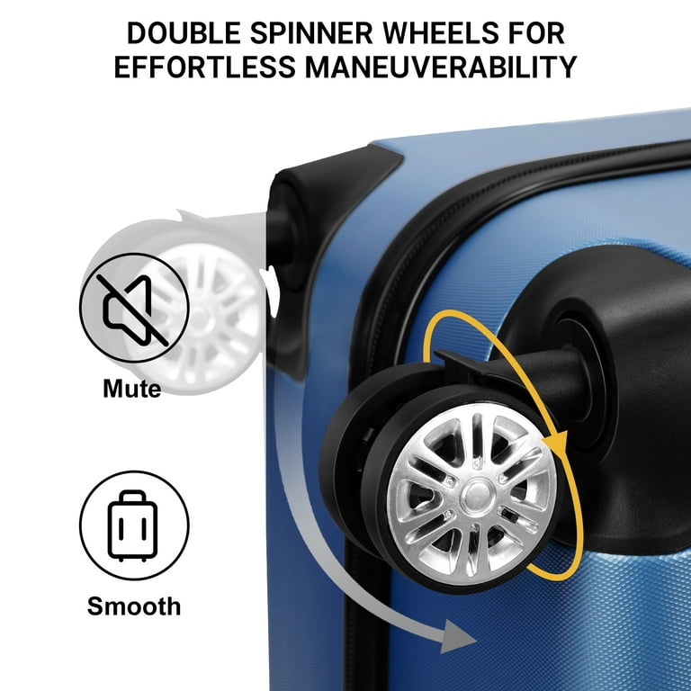 Hikolayae TSA Lock 3 Piece Luggage Sets Hardside Spinner in Blue